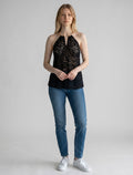 Top Canotta Elegante con Scollo a Cascata