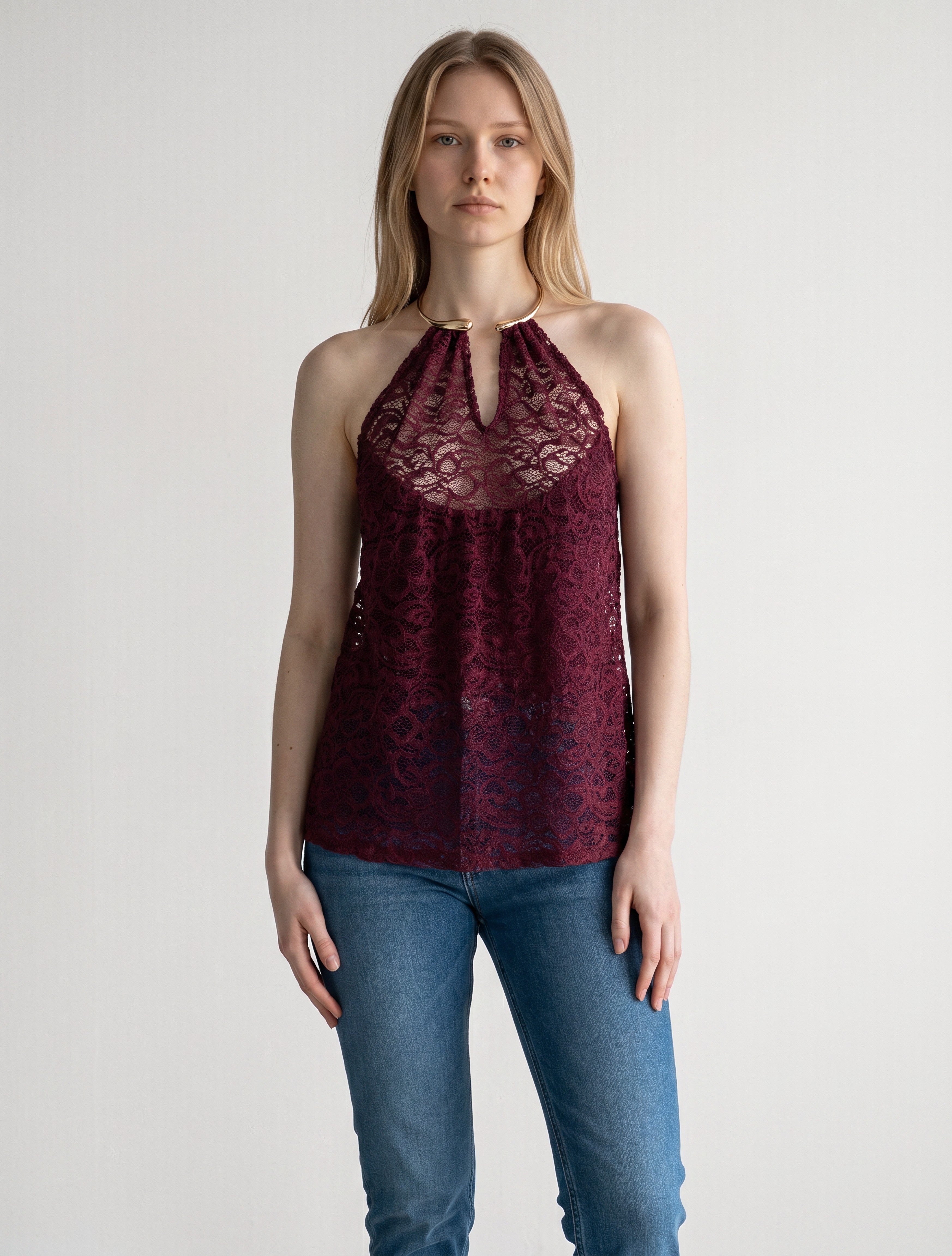 Top Canotta Elegante con Scollo a Cascata