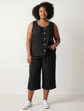 Coordinato Curvy Blusa con Bottoni e Pantalone Pinocchietto