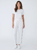Pantalone Fluido Relaxed Fit con Bottoni Laterali ed Elastico in Vita