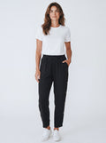 Pantalone Fluido Relaxed Fit con Bottoni Laterali ed Elastico in Vita