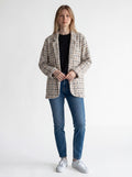 Giacca Blazer in Tessuto Bouclé a Quadri con trama tweed
