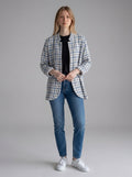 Giacca Blazer in Tessuto Bouclé a Quadri con trama tweed