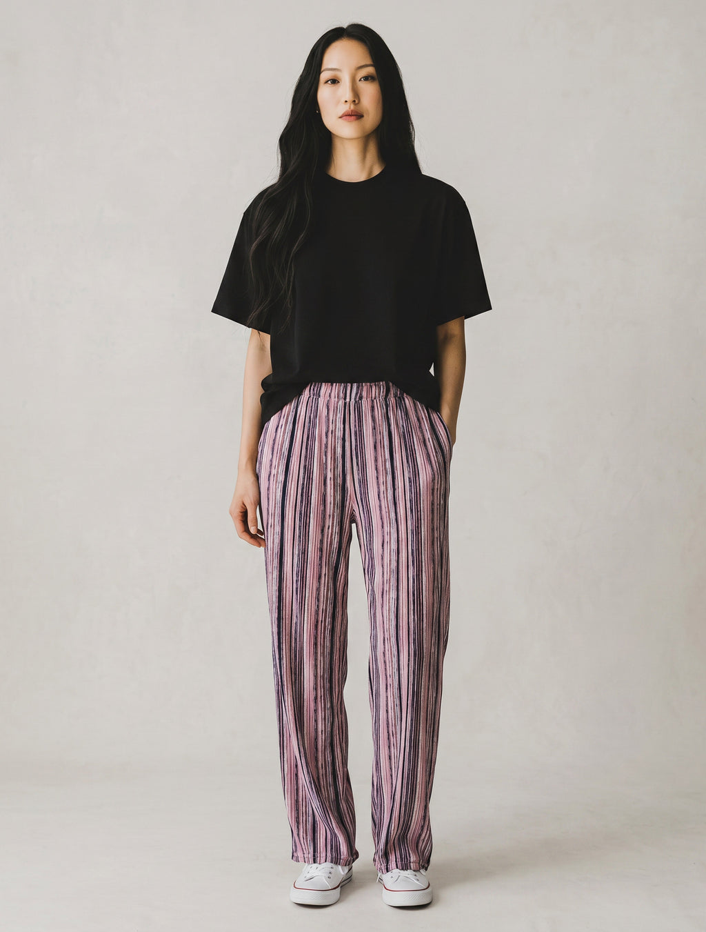 Pantaloni Comfort in Cotone Elasticizzato con Elastico in Vita