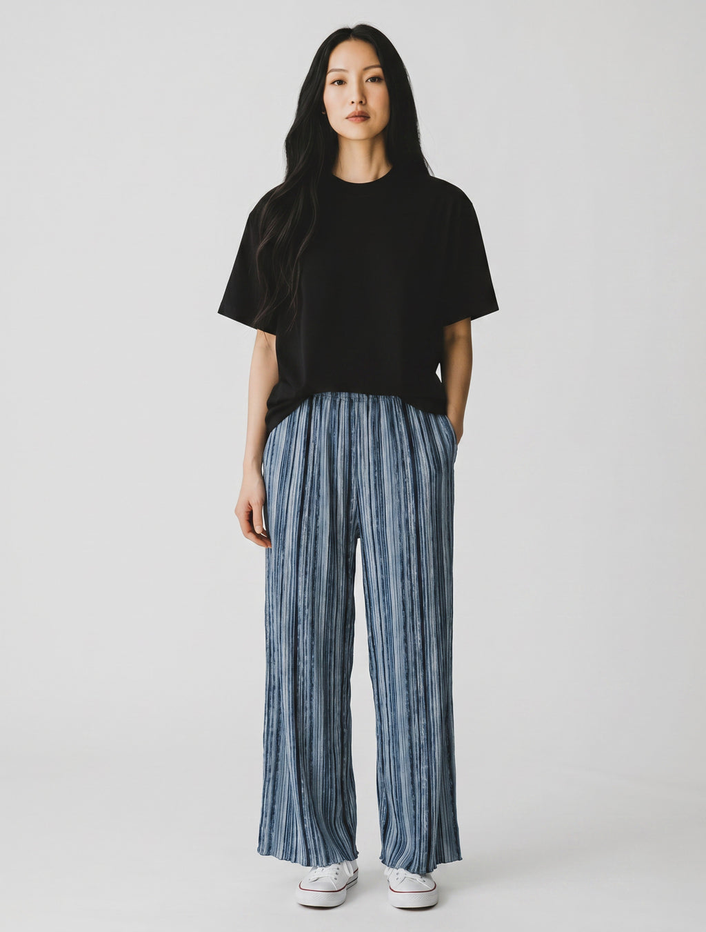 Pantaloni Comfort in Cotone Elasticizzato con Elastico in Vita