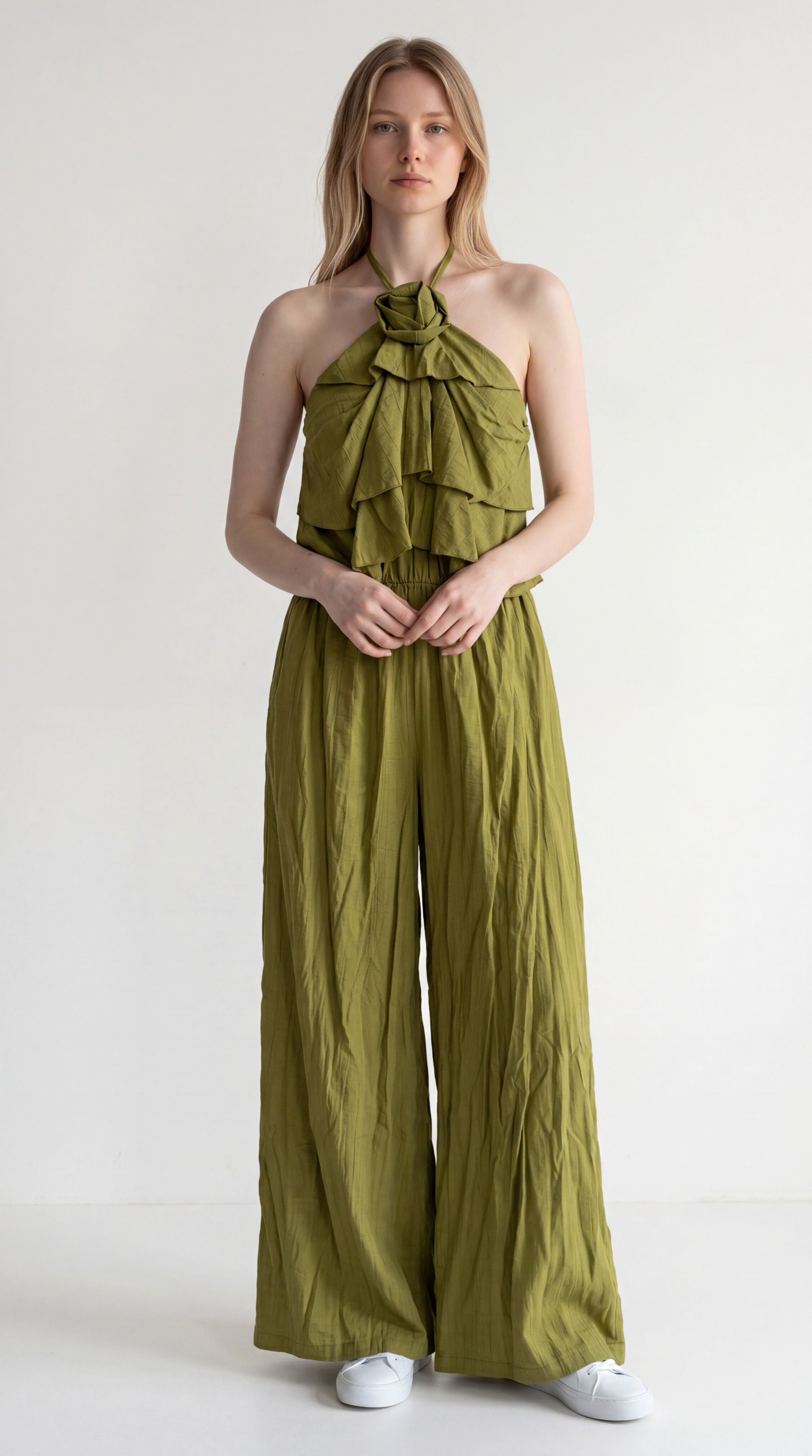 Completo Estivo Top a Fascia con Volant e Pantalone a Palazzo