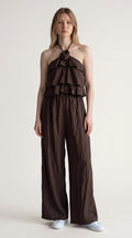 Completo Estivo Top a Fascia con Volant e Pantalone a Palazzo