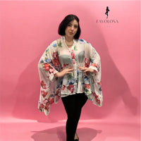 Maxi camicia tencel fiorata