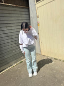 Glitter lapel jeans denim chiaro taglio slim