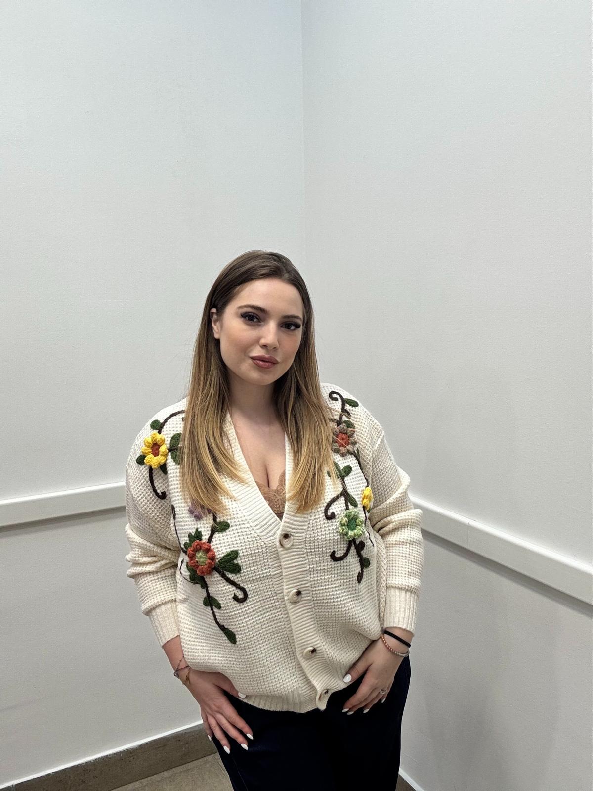Cardigan modal fiori 3D