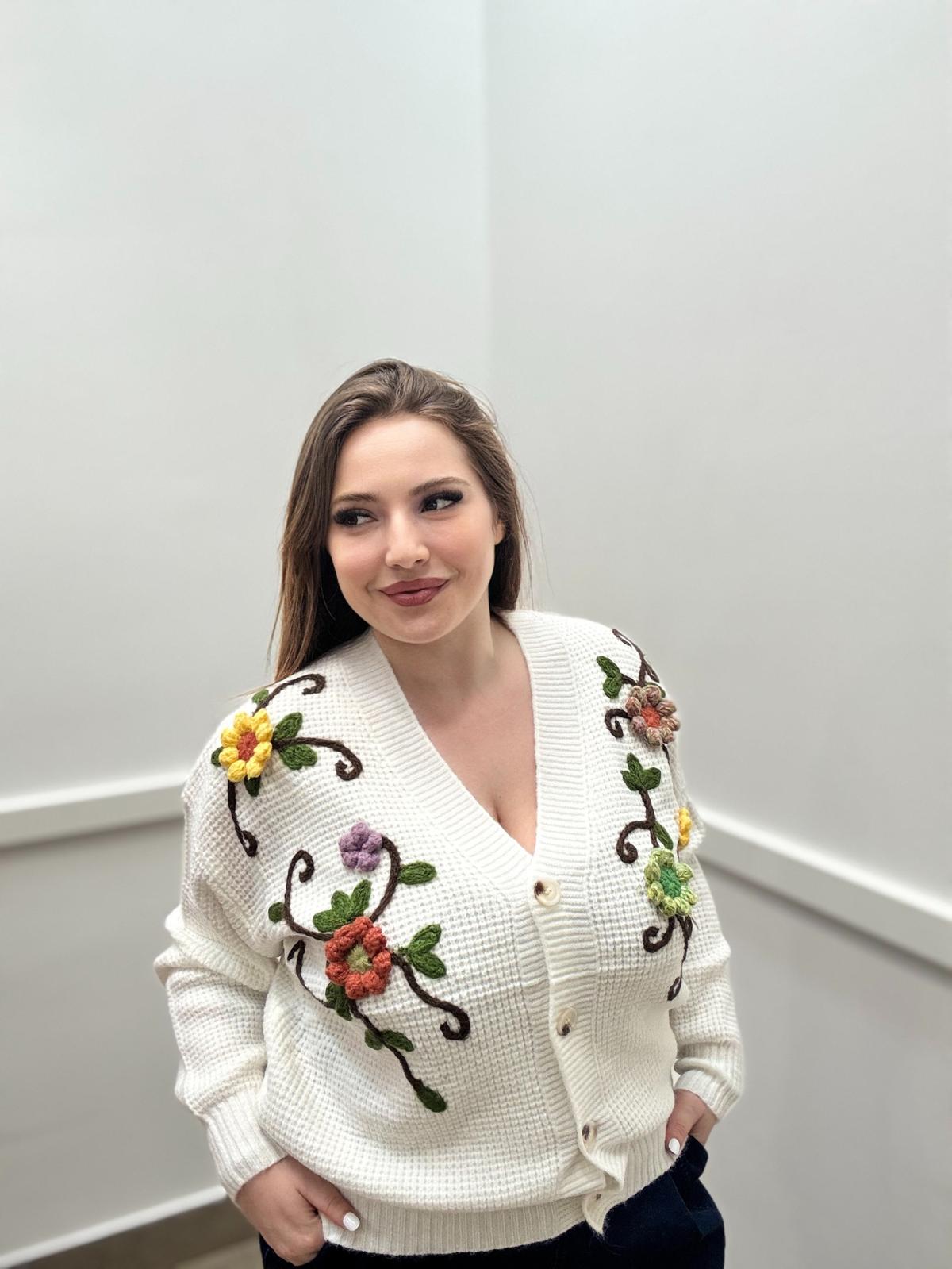 Cardigan modal fiori 3D