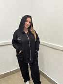Tuta zip stile miu con cappuccio