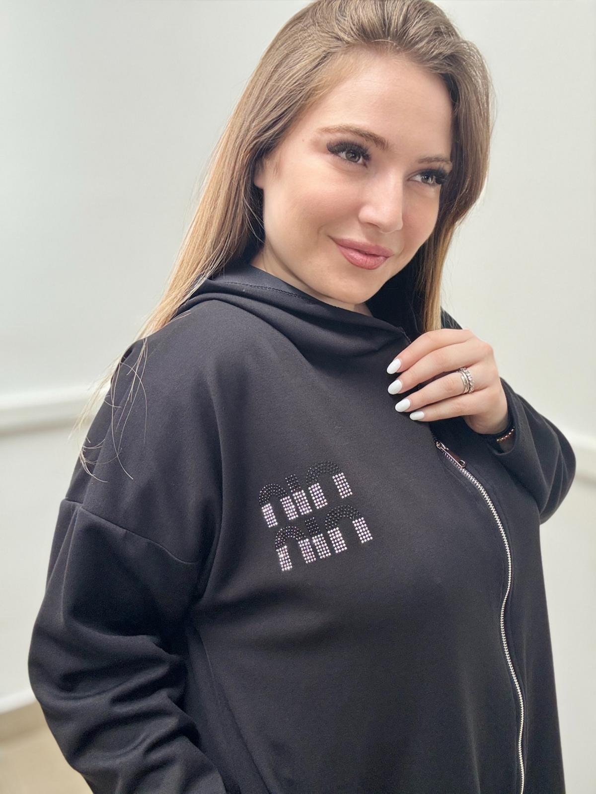 Tuta zip stile miu con cappuccio