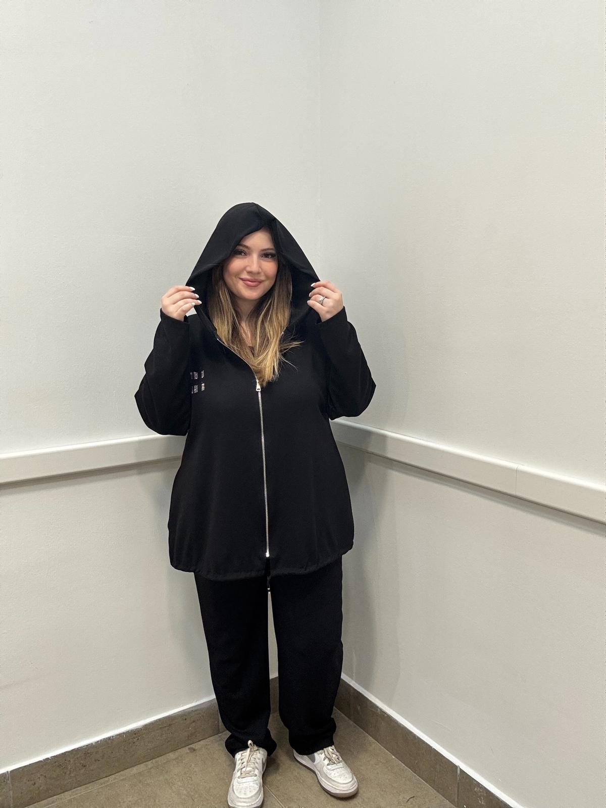 Tuta zip stile miu con cappuccio