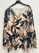 Blusa fiorata in lana d'angora