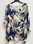 Blusa fiorata in lana d'angora