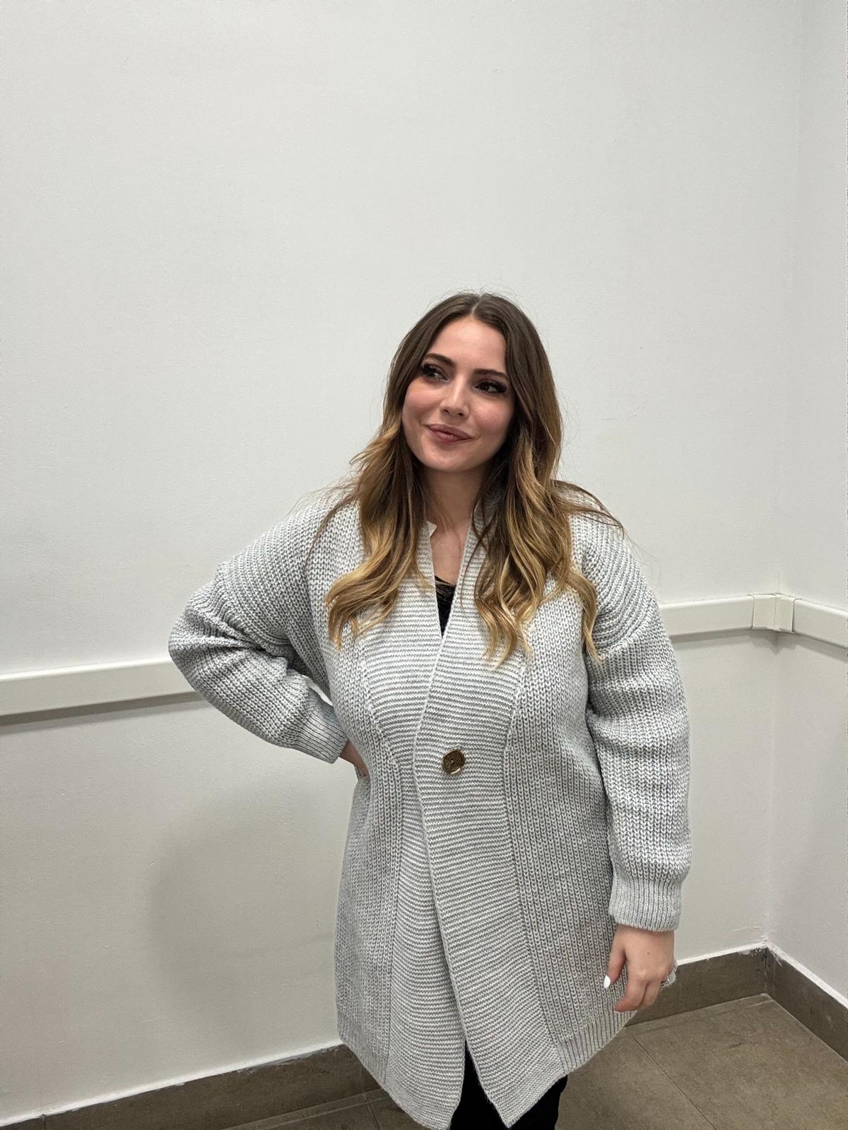 Cardigan bottone stile ottone