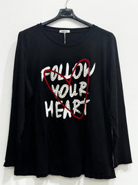 Blusa girocollo segui il tuo cuore