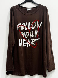 Blusa girocollo segui il tuo cuore
