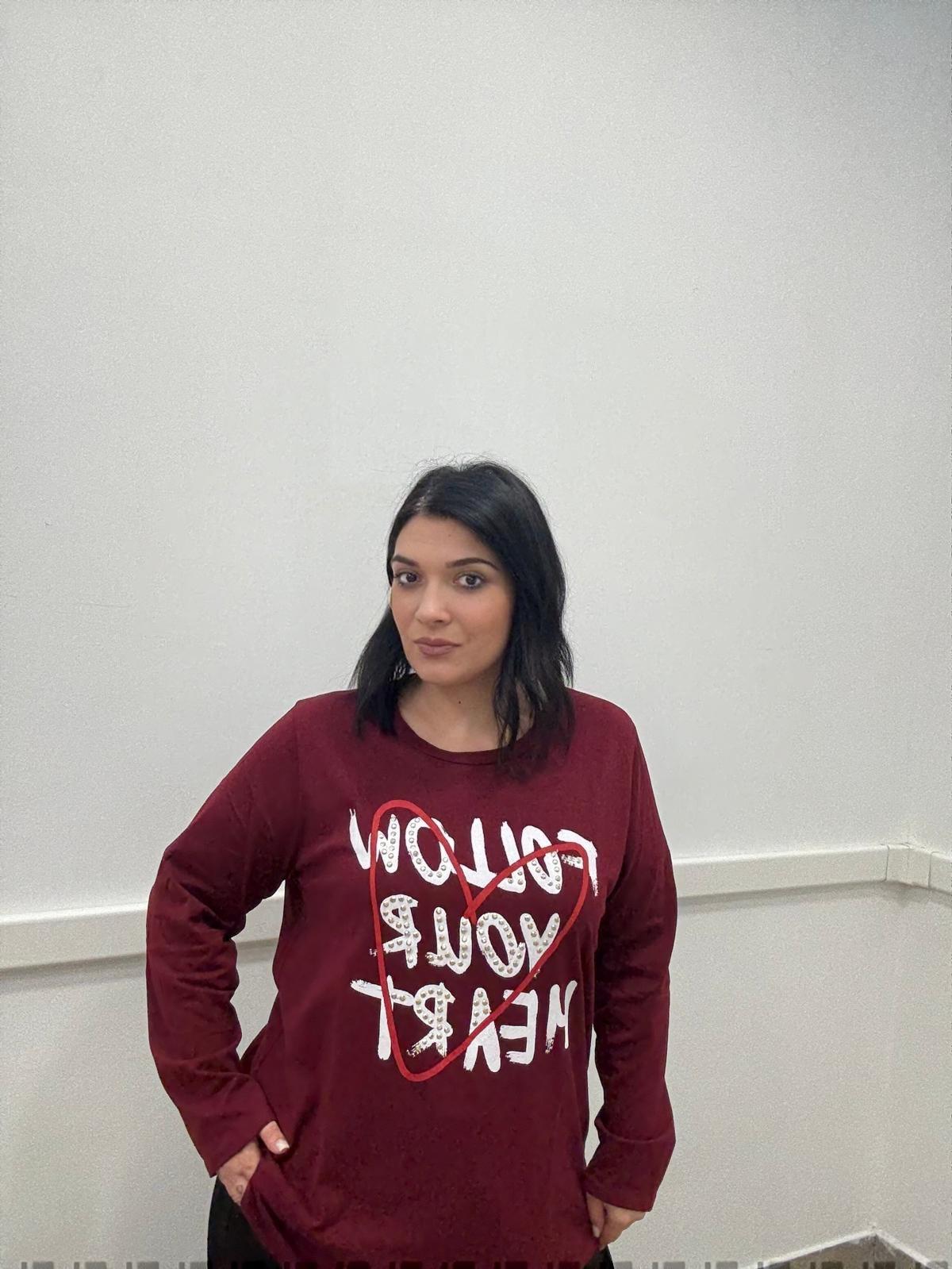Blusa girocollo segui il tuo cuore