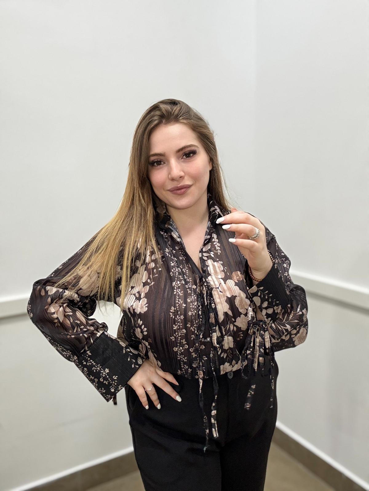 Blusa lurex fiorata