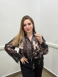 Blusa lurex fiorata