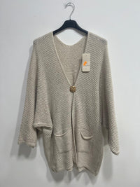 Cardigan spilla con tasche
