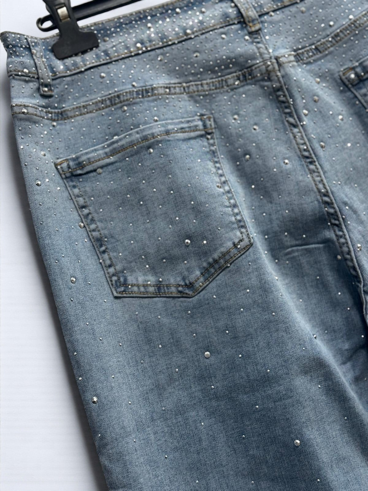 Jeans gocce strass chiaro