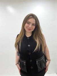 Gilet tasca in ecopelle