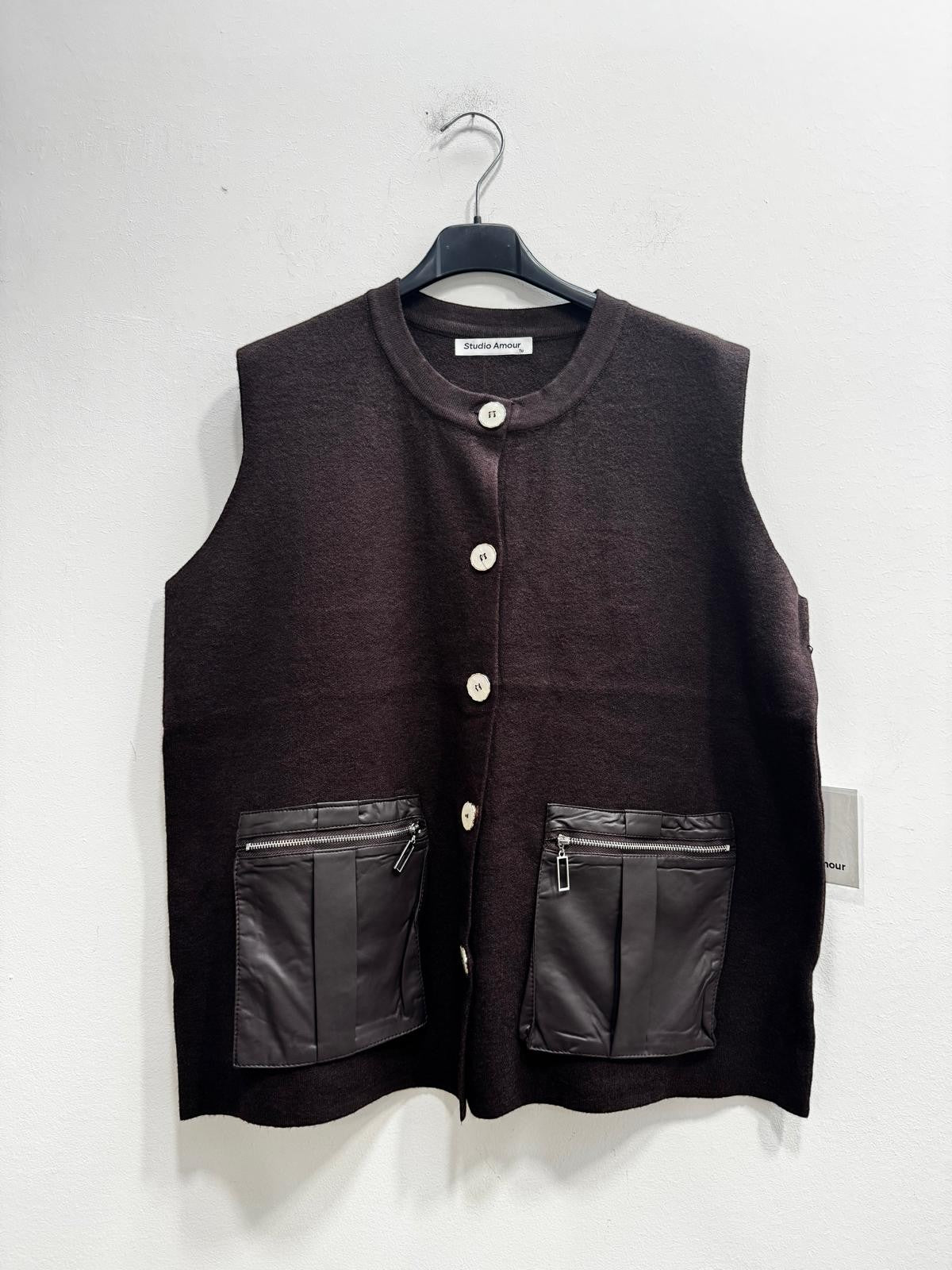 Gilet tasca in ecopelle