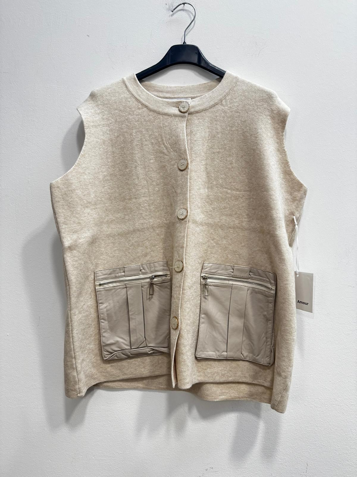 Gilet tasca in ecopelle