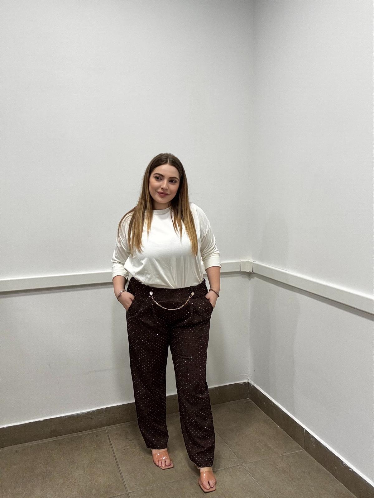 Pantalone strass dettaglio catenella