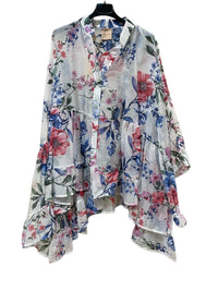 Maxi camicia tencel fiorata