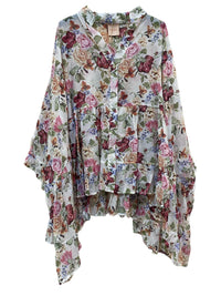 Maxi camicia tencel fiorata