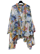Maxi camicia tencel fiorata