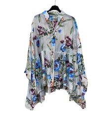 Maxi camicia tencel fiorata